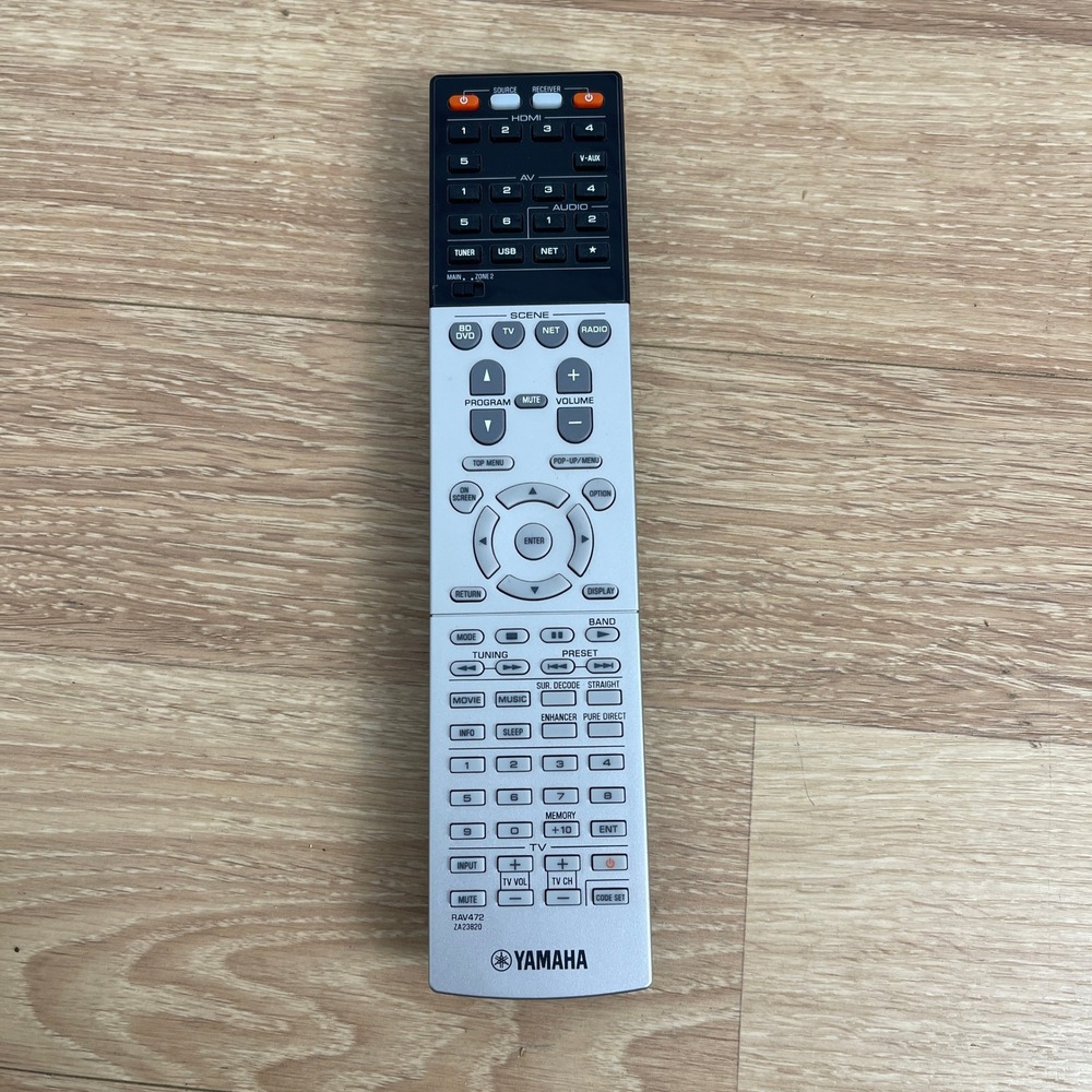 Yamaha RAV472 ZA23820 AV Receiver Remote Control Silver Black OEM Replacement